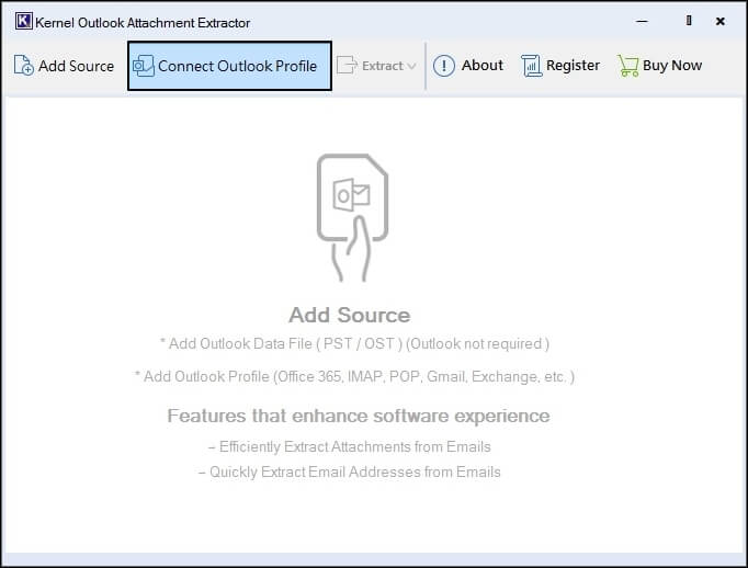 Click on the Connect Outlook Profile icon