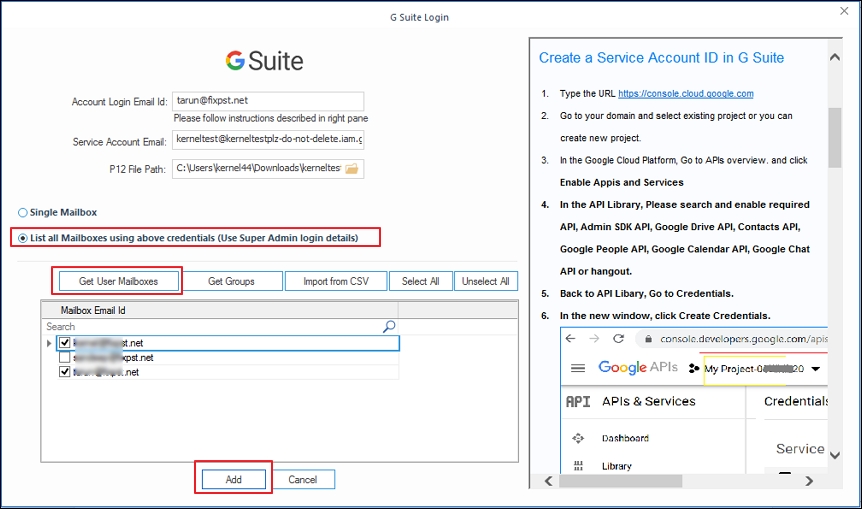 Click on Get User Mailboxes