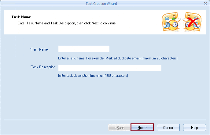 Enter a Task Name and Task Description