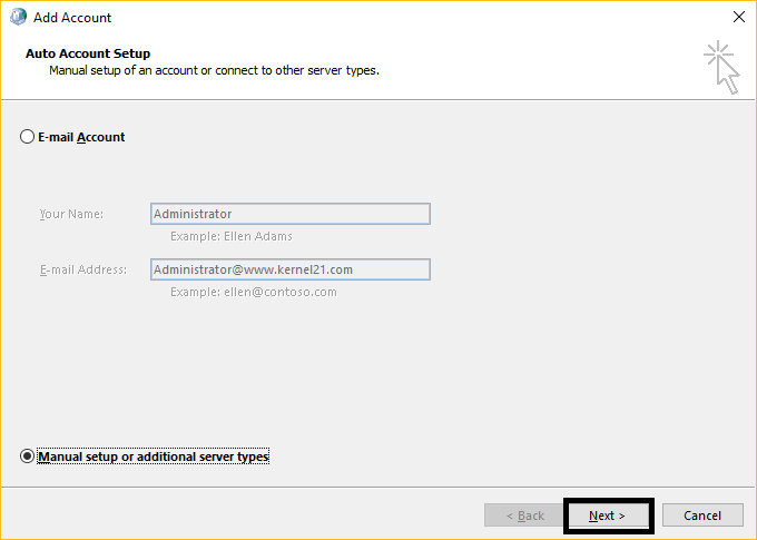 Select Manual setup