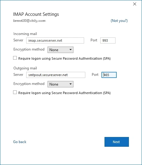 Adjust the IMAP server settings