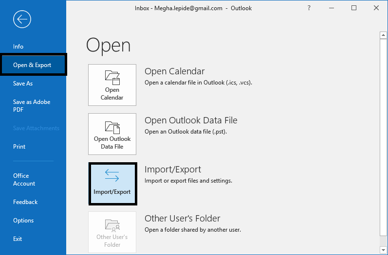 Click Import/Export option