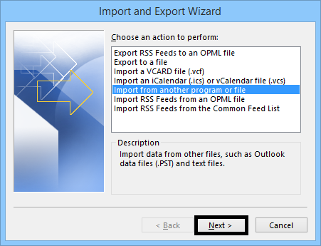 Choose Import from another program or file