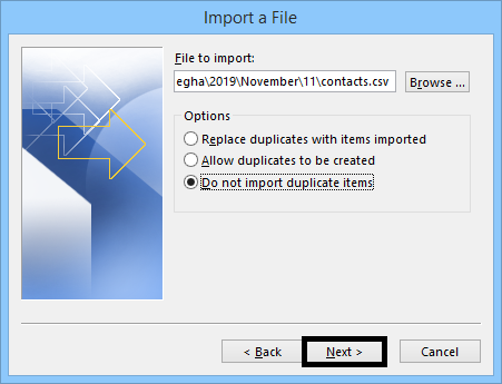 Select the option from duplicates filters