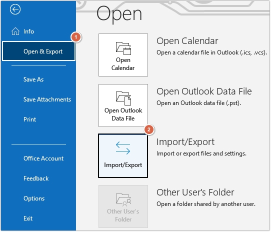 select open and export