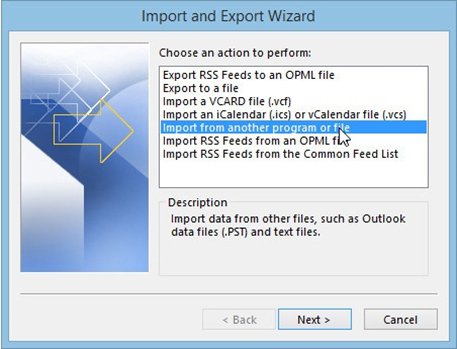 Import and Export Wizard window gets open