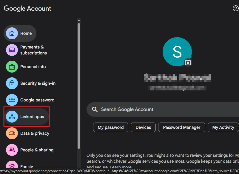 click on the option Linked apps