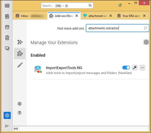 search for Attachment Extractor and press Enter