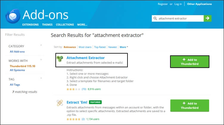 Choose the Attachment Extractor to extract file