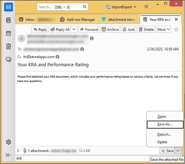 Open MBOX file with attachment one by one and download