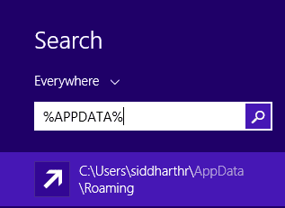 Go to start menu search %APPDATA%