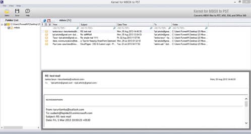 Screenshot of selected Apple Mail MBOX files