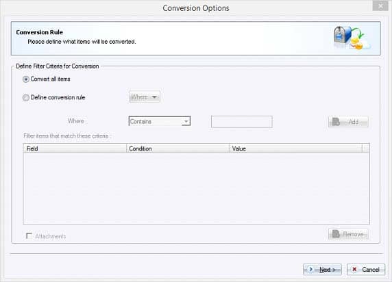 Conversion options