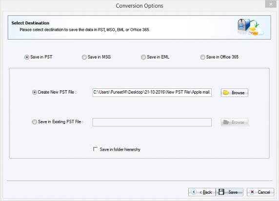 select 'Create New PST File' option
