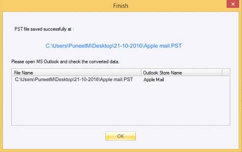 Display location of PST file
