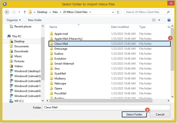Select required MBOX file
