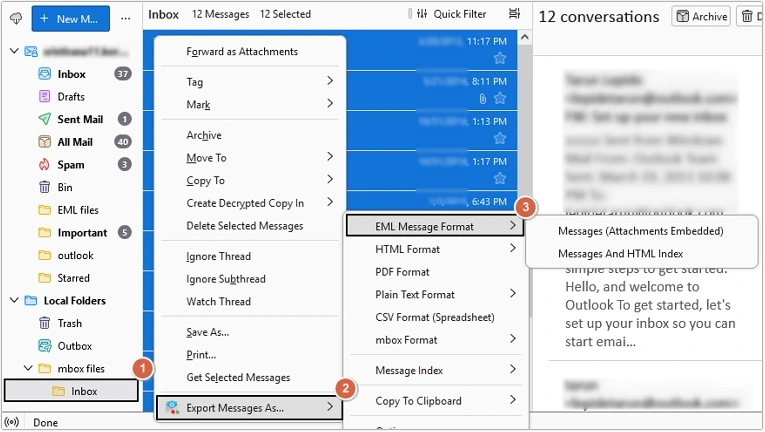Export Message As EML files