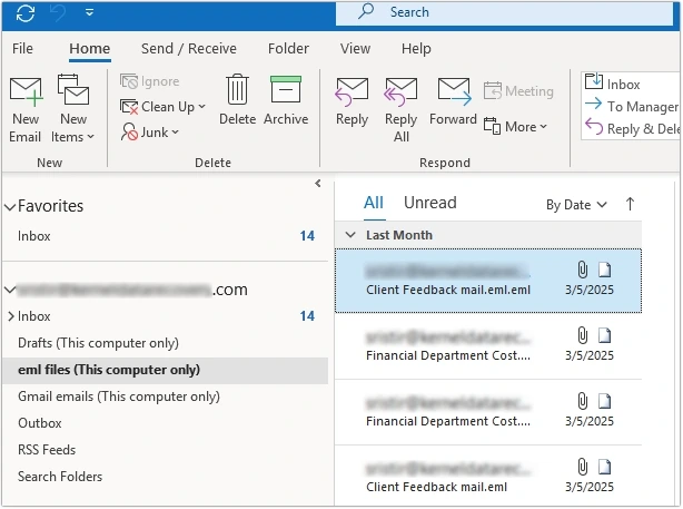 Now drag and drop the EML files