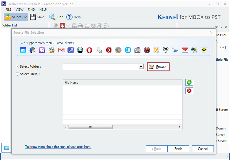 Browse to locate the required MBOX file