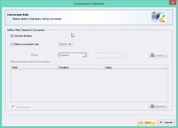 Conversion options