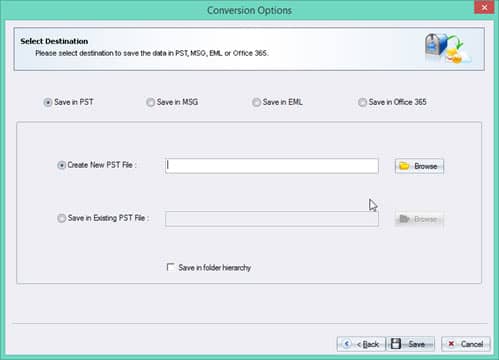 Display different saving options