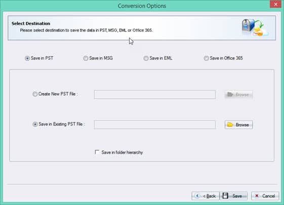 Save in existing PST file