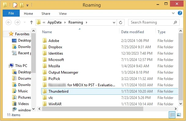 Double-click on the Thunderbird folder