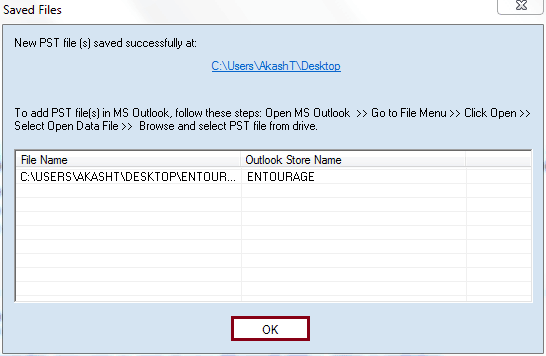 Entourage mail saved in PST file format