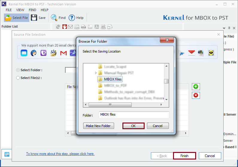 Select files option