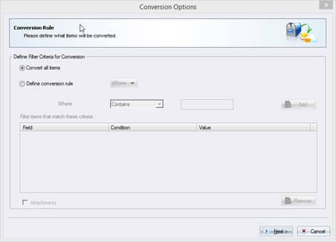 Different conversion options