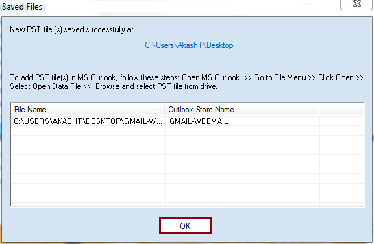 Save Gmail files to PST