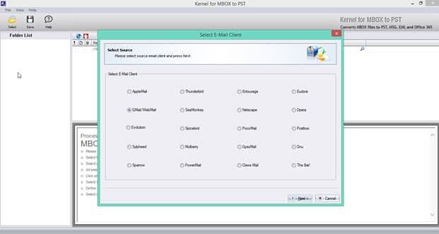 Select Gmail/Webmail files