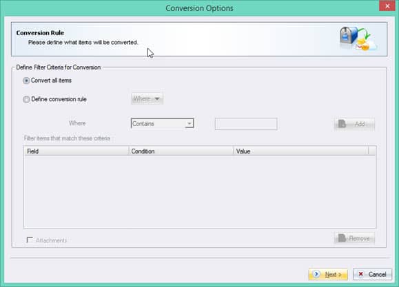 Conversion options