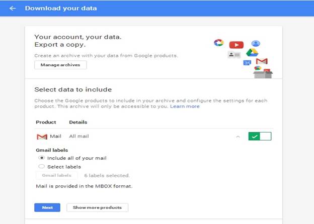Make the selection of the data