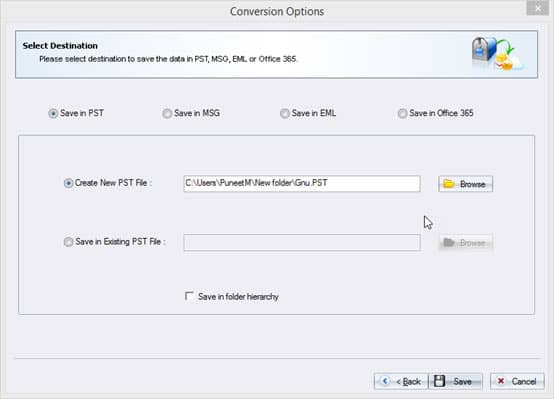 Create new PST file