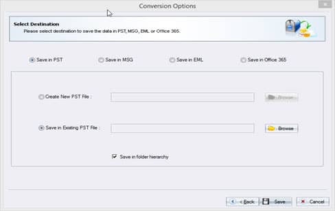 Save in existing PST file