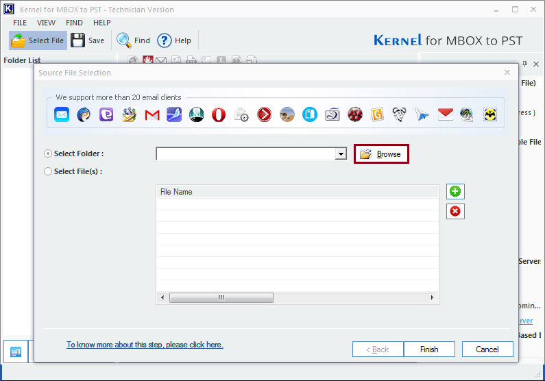 Select GyazMail MBOX folder