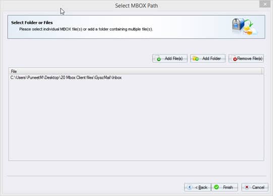 Select folder and files