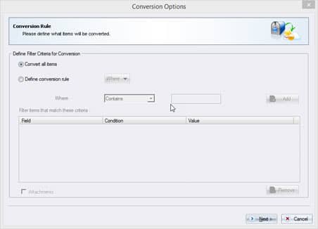 Conversion options