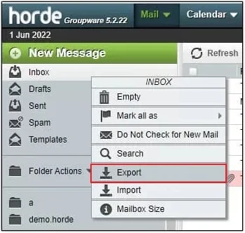 click on the Export button.