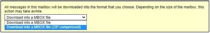 click Ok to export horde email