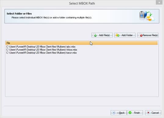 Select folder or files