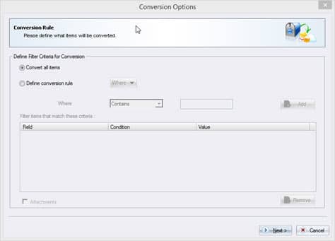 Conversion options