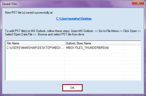 Mulberry to Outlook PST conversion done