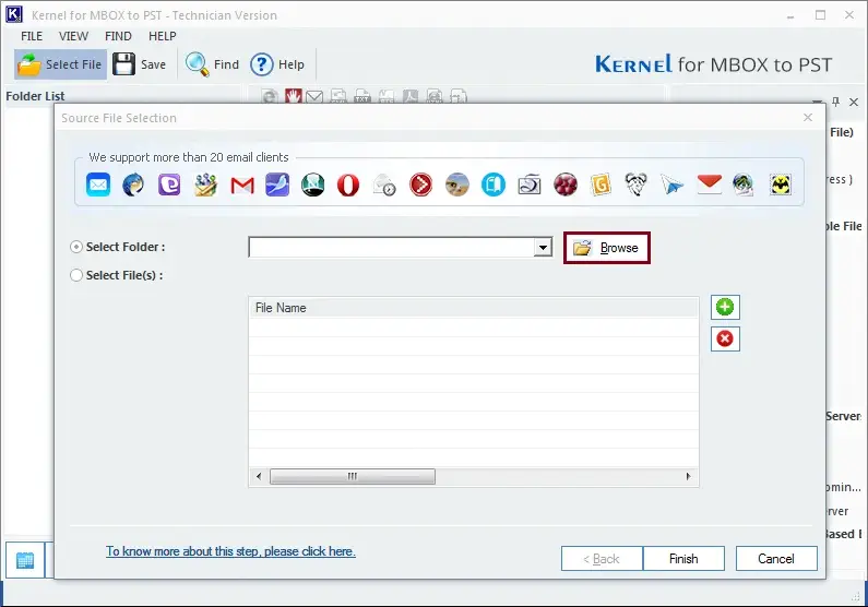 Select Folder option
