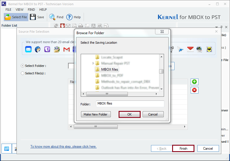 Navigate to the directory containing Netscape MBOX Files