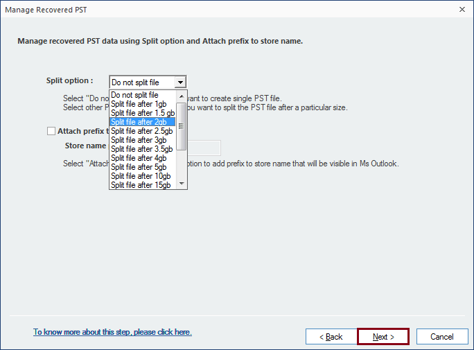 Select PST as a saving option