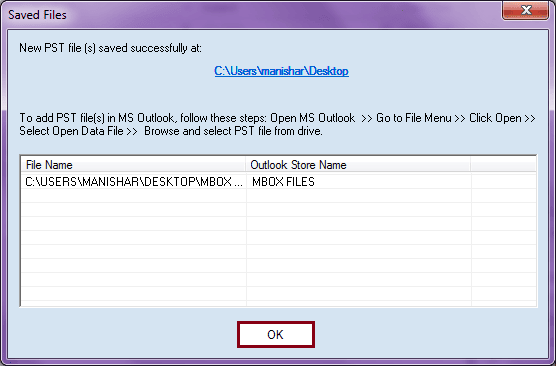 Select PST splite option