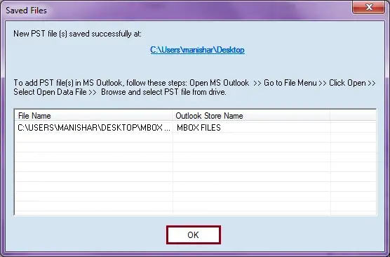 Select PST splite option