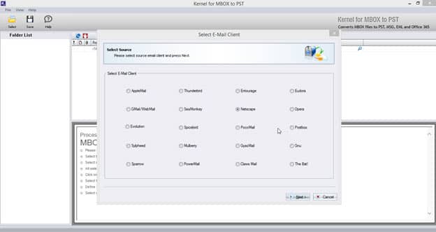 Select Netscape Email Client